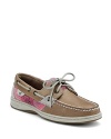 Classic Sperry Top-Sider boat shoes get a kick of femme fashion from sequined plaid accents. Time for the boat show!
