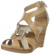 Cole Haan Women's Air Kimry OT Wedge Sandal,Sandalwood/Cream Snake Print,9.5 B US