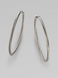 From the Thoroughbred Collection. A signature cable of sterling silver rendered in a hooped shape.Sterling silver Diameter, about 2 Pierced back Imported