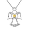 Sterling Silver and 14K Gold Diamond Angel Pendant- Necklace on an 18in. Box Chain