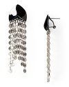 Add instant edge to any outfit with Giles & Brother's hematite-plated earrings. With cascade chain detailing, this pair is dramatic set against a dainty dress and tied back hair.