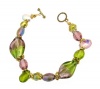 Bracelet - B36 - Handmade Murano Glass & Fire-Polished Beads - Toggle Closure - Twist ~ Lt. Amethyst and Lime Green