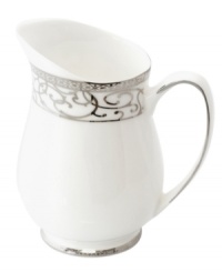 Intricate trim and scrolling vines in sparkling platinum make the Cru Athena creamer a fine-dining sensation and, in dishwasher-safe porcelain, a dream for after dinner as well. Featuring an old-world silhouette for undeniable grandeur. Intricate trim and scrolling vines in sparkling platinum make the Cru Athena creamer a fine-dining sensation and, in dishwasher-safe porcelain, a dream for after dinner as well. Featuring an old-world silhouette for undeniable grandeur.