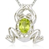 Sterling Silver Genuine Peridot Frog Pendant Necklace, 18