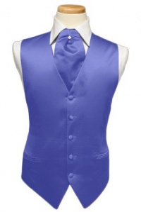 Tuxedo Vest - Solid Satin with Matching Pin Ascot, Cornflower Tuxedo Vest - Solid Satin with Matching Pin Ascot, Cornflower