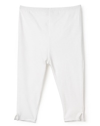 White leggings from Pearls & Popcorn channel laid-back luxe in cozy white cotton with ankle slit detail. White leggings from Pearls & Popcorn channel laid-back luxe in cozy white cotton with ankle slit detail.