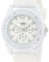 XOXO Women's XO8040 Rhinestone Accent White Silicone Strap Watch