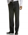A subtle stripe adds extra style to these cool, flat front pants from Calvin Klein.