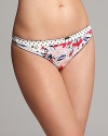 Polka dot and colorful floral print combine for a playful thong from Calvin Klein. Style #F3485