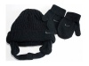 Nike Toddler Boy's 2/4T Trapper Beanie Hat & Mittens Set (Black/Grey)