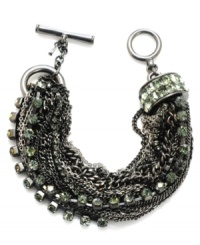 Elaborately elegant. Multiple strands of metallic chains and crystal cup chains intertwine in Kenneth Cole New York's glam toggle bracelet. Crafted in hematite and silver tone mixed metal. Approximate length: 7-1/2 inches. Elaborately elegant. Multiple strands of metallic chains and crystal cup chains intertwine in Kenneth Cole New York's glam toggle bracelet. Crafted in hematite and silver tone mixed metal. Approximate length: 7-1/2 inches.