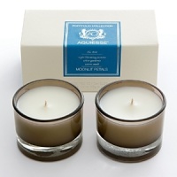 Aquiesse uses a proprietary soy wax blend and is made with organic soy bean oil and carefully selected lead-free wicks. The soy candle is stylishly encased in smoke-brown glass. Aquiesse uses a proprietary soy wax blend and is made with organic soy bean oil and carefully selected lead-free wicks. The soy candle is stylishly encased in smoke-brown glass.