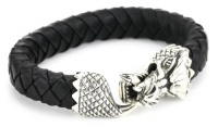 King Baby Men's Leather Bracelet with Large Dragon Clasp King Baby Men's Leather Bracelet with Large Dragon Clasp