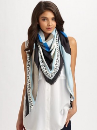 A vivid, signature Pucci print adorns this airy shawl with fringe trim.59% rayon/31% wool/10% silk55 X 79Dry cleanMade in Italy A vivid, signature Pucci print adorns this airy shawl with fringe trim.59% rayon/31% wool/10% silk55 X 79Dry cleanMade in Italy