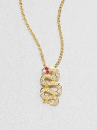 EXCLUSIVELY AT SAKS.COM From the Meadowlark Collection. An exotic and sparking design featuring a snake pendant encrusted with sparking white sapphires and rich rubies on a link chain. 18k goldplated sterling silverWhite sapphire and rubyLength, about 16-18 adjustablePendant size, about .4Lobster clasp closureImported EXCLUSIVELY AT SAKS.COM From the Meadowlark Collection. An exotic and sparking design featuring a snake pendant encrusted with sparking white sapphires and rich rubies on a link chain. 18k goldplated sterling silverWhite sapphire and rubyLength, about 16-18 adjustablePendant size, about .4Lobster clasp closureImported