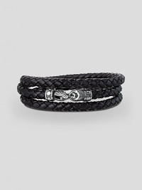 A subtle touch for every occasion in woven leather with a sterling silver clasp. Bracelet, about 25 long Strand, ¼ diam. Lobster clasp closure Made in USA