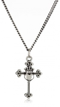 King Baby 18 Curb Link Chain with Small Traditional Cross with Heart Pendant Necklace