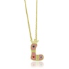 Lily Nily 18K Gold Overlay Pink Enamel Children's Initial Pendant L