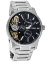 Fossil Men's ME1097 Stainless Steel Bracelet Textured Black Cutaway Dial Chronograph Watch