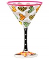 Create a festive party atmosphere the distinct pop art that adorns Romero Britto's martini glass. Hearts and dots scream fun on your table and also on display. With single heart on base.