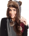 Hibernate from the winter cold with this trend-right trapper hat from David & Young that features faux fur trim, pom pom accents and adorable bear ears.
