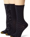 Gold Toe Women's Floral Diamonds And Leaf Pattern 3 Pack Socks