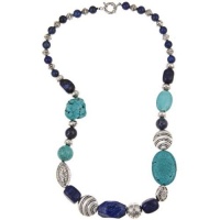 Pearlz Ocean Silvertone Turquoise Howlite and Lapis Lazuli Necklace Pearlz Ocean Silvertone Turquoise Howlite and Lapis Lazuli Necklace
