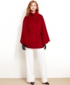 Turn up the volume with Ellen Tracy's wool-blend cape. A sash belt adds definition at the waist for a totally chic look.