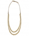 Michael Kors Gold-Tone Leather Bead 2-Row Necklace
