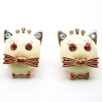 DaisyJewel Designer Classics: Betsey Johnson Feline Style Peachy Creamy White Colored Enamel and Rose Gold Kitty Cat Princess Stud Earrings with Rosy Bow Ties and Matching Whiskers, & Pink Crystal Eyes and Iridescent Crystal Studded Ears and Crowns DaisyJewel Designer Classics: Betsey Johnson Feline Style Peachy Creamy White Colored Enamel and Rose Gold Kitty Cat Princess Stud Earrings with Rosy Bow Ties and Matching Whiskers, & Pink Crystal Eyes and Iridescent Crystal Studded Ears and Crowns