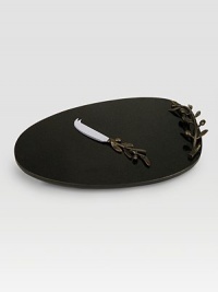 EXCLUSIVELY AT SAKS. Elegant simplicity for the home, beautifully crafted in weighty granite with olive branch detail that unites strength with peace. A stunning, sculptural way to serve your favorite cheeses and hors d'oeuvres.From the Olive Branch Collection Metal/granite Hand wash 18½W X 3H X 12D Imported EXCLUSIVELY AT SAKS. Elegant simplicity for the home, beautifully crafted in weighty granite with olive branch detail that unites strength with peace. A stunning, sculptural way to serve your favorite cheeses and hors d'oeuvres.From the Olive Branch Collection Metal/granite Hand wash 18½W X 3H X 12D Imported