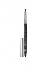 Favourite automatic eyeliner pencil now in richly pigmented shades for instant intensity. Glides on. Smudges to a smooth blur of colour with the convenient smudge tool on opposite end. Needs no sharpening -- silky formula is always ready to line and define with ease. Stays on all day. Ophthalmologist Tested. 