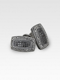 Classic sterling silver is modernized with rich Sparta engraving and diamond-cut sapphires across the front. 1.94 tcw About 1 long Made in USA Classic sterling silver is modernized with rich Sparta engraving and diamond-cut sapphires across the front. 1.94 tcw About 1 long Made in USA