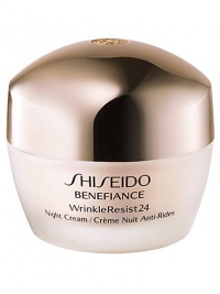 An age-defying nighttime moisturizer that intensively addresses lines and wrinkles before they become more serious. Offers visible reduction in the appearance of wrinkles and helps promote silky smooth skin condition while encouraging recovery by morning. Newly reformulated, Shiseido Benefiance WrinkleResist24 targets every step of wrinkle formation for youthful looking skin that can resist signs of aging. An age-defying nighttime moisturizer that intensively addresses lines and wrinkles before they become more serious. Offers visible reduction in the appearance of wrinkles and helps promote silky smooth skin condition while encouraging recovery by morning. Newly reformulated, Shiseido Benefiance WrinkleResist24 targets every step of wrinkle formation for youthful looking skin that can resist signs of aging.