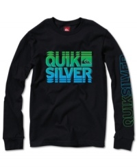 Pump up his surf style with this vibrant logo long sleeve tee by Quiksilver. Pump up his surf style with this vibrant logo long sleeve tee by Quiksilver.