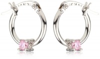 Disney Princess Girl's Sterling Silver Pink Cubic Zirconia Hoop Earrings Disney Princess Girl's Sterling Silver Pink Cubic Zirconia Hoop Earrings