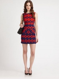 Bold, geometric patterns distinguish this fitted frock in a lightweight wool-blend jacquard.Jewel necklineSleevelessFitted bodiceWide waistbandSlim skirtPatch pocketsBack zipperKeyhole button-and-loop closeAbout 24 from natural waist79% wool/21% nylonDry cleanMade in USAModel shown is 5'9½ (176cm) wearing US size 4. Bold, geometric patterns distinguish this fitted frock in a lightweight wool-blend jacquard.Jewel necklineSleevelessFitted bodiceWide waistbandSlim skirtPatch pocketsBack zipperKeyhole button-and-loop closeAbout 24 from natural waist79% wool/21% nylonDry cleanMade in USAModel shown is 5'9½ (176cm) wearing US size 4.