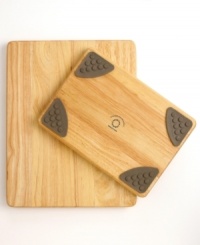 Prepping food without a solid surface is always a struggle. These two wooden boards are finely crafted with exclusive soft rubber feet that grip the counter, providing a strong, steady place to work. Limited lifetime warranty. Prepping food without a solid surface is always a struggle. These two wooden boards are finely crafted with exclusive soft rubber feet that grip the counter, providing a strong, steady place to work. Limited lifetime warranty.