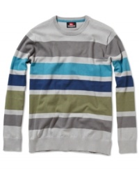 Handsome pullover sweater by Quiksilver with multi-tonal horizontal stripes. Makes a great gift. Handsome pullover sweater by Quiksilver with multi-tonal horizontal stripes. Makes a great gift.