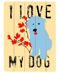 Make Spot, Rover and Fido feel welcome in your home with the I Love My Dog wooden sign, featuring distressed wood with art by Lisa Weedn. Make Spot, Rover and Fido feel welcome in your home with the I Love My Dog wooden sign, featuring distressed wood with art by Lisa Weedn.