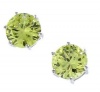 Sterling Silver 925 Peridot CZ 8mm Brilliant Cut Round Stud Earrings