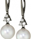 TARA Pearls White South Sea 11x12mm Black Rhodium Pearl Earrings