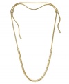 Just the right size. You choose which length best suits your style with Michael Kors adjustable necklace. Wear it long for a trendy look, or short and sassy with a lower-cut shirt. Any way you wear it, this necklace adds a just the right amount of shine with polished slide beads in gold tone mixed metal. Approximate length: up to 37 inches.