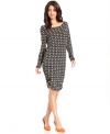 An allover graphic print adds a modern edge to this RACHEL Rachel Roy sheath dress -- perfect for a desk-to-dinner look!