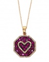 Effy Jewlery 14K Rose Gold Ruby and Diamond Heart Pendant, 1.06 TCW