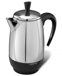 A treat for coffee lovers! Savor the fragrant aromas and rich notes of expertly brewed coffee with this percolator. Prepping a cup a minute, this smart addition will revolutionize your daily cup of Joe by extracting the maximum amount of flavor from grinds and automatically keeping your brew warm to guarantee a piping hot & fantastically fresh cup every time. 1-year warranty. A treat for coffee lovers! Savor the fragrant aromas and rich notes of expertly brewed coffee with this percolator. Prepping a cup a minute, this smart addition will revolutionize your daily cup of Joe by extracting the maximum amount of flavor from grinds and automatically keeping your brew warm to guarantee a piping hot & fantastically fresh cup every time. 1-year warranty.