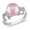 9-9.5 mm Pink Freshwater Pearl and Diamond Accent Ring in Silver, I3