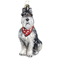 Mouth blown and hand painted by some of the finest artists in Poland, this Schnauzer ornament is a favorite for hanging on the tree. This collection has been taken to a whole new level in detail, uniqueness and artistic direction. Mouth blown and hand painted by some of the finest artists in Poland, this Schnauzer ornament is a favorite for hanging on the tree. This collection has been taken to a whole new level in detail, uniqueness and artistic direction.