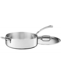 Bonjour amazing meals! A three-layer design features a pure aluminum core enveloped in stainless steel for even, quick and powerful heating. Elegantly crafted with a contoured handle and a classic shape, this covered sauté pan transports the art of French cooking into your kitchen. Lifetime warranty. Bonjour amazing meals! A three-layer design features a pure aluminum core enveloped in stainless steel for even, quick and powerful heating. Elegantly crafted with a contoured handle and a classic shape, this covered sauté pan transports the art of French cooking into your kitchen. Lifetime warranty.