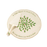 Lenox Holiday Sentiment Cake Plate With Server Lenox Holiday Sentiment Cake Plate With Server